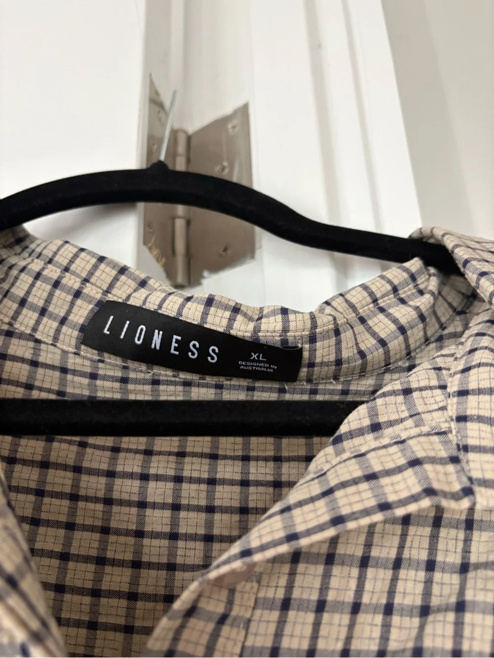 LIONESS Beige Grid Button-Front Men's Shirt - Picture 6 of 6